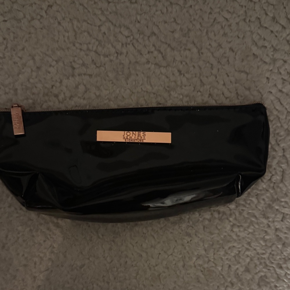 Jones New York Black Cosmetic Bag with Gold Accents